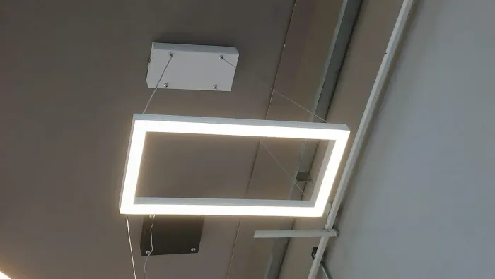 Pendente Perfiline retangular led branco 20w alumínio acrílico bronzearte 