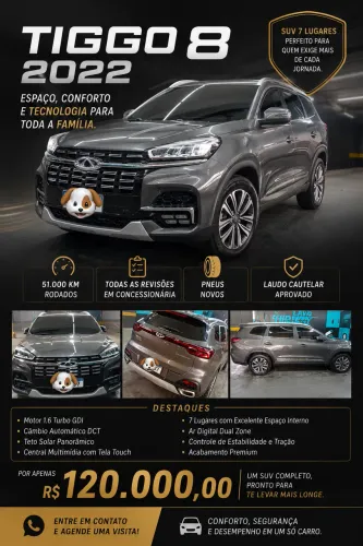 Chery Tiggo 8 TXS 1.6 Turbo Tgdi AUT 2022