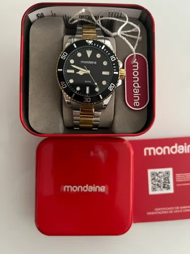 Relógio mondaine original em aço inox com nota fiscal e caixa original na garantia 