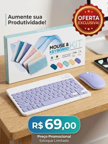 Kit teclado teclado mais mouse via bluetooth