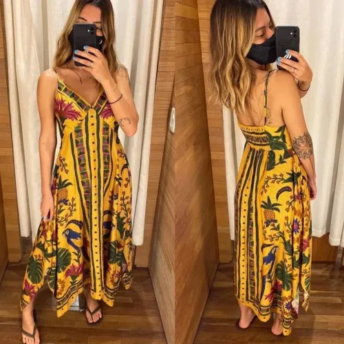 vestido lenço farm tapeçaria tropical G