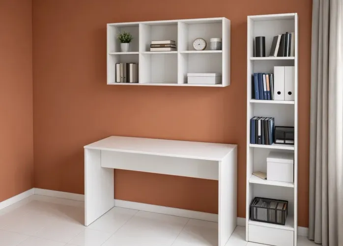 Mesa +nicho +estante em mdf