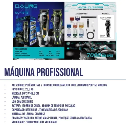Lacrada Máquina de cortar cabelo profissional DALING DL-1272