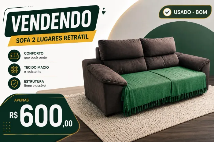 Sofá preto retrátil 