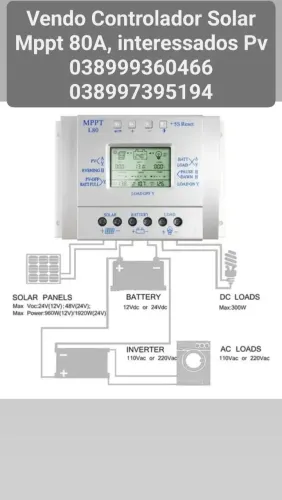 Vendo Controlador Solar Mppt 80A, Guaraciama tá na mão