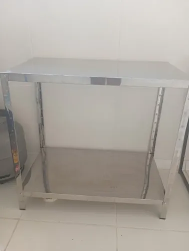 Mesa de serviço inox 90x50, para pizzaria e padaria