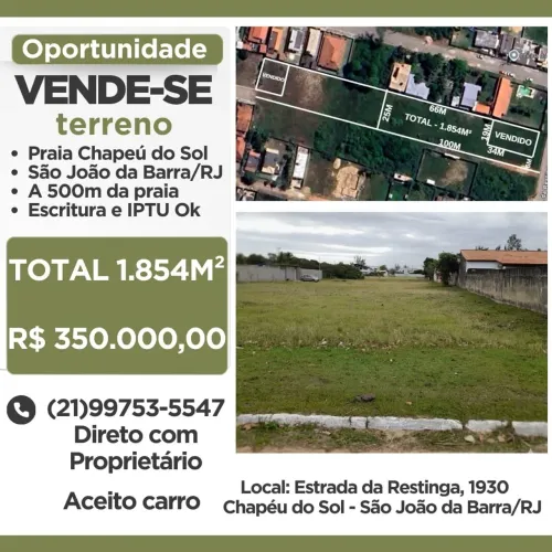 Vendo Terrenos em Chapéu do Sol - São João da Barra/RJ