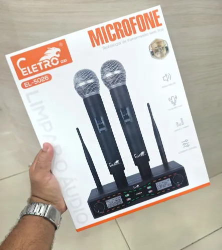 Microfone sem fio duplo profissional