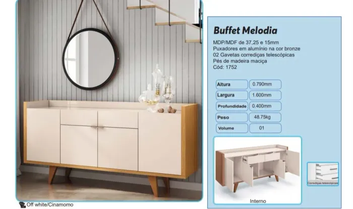 Buffet melodia 1,60m - Promoção