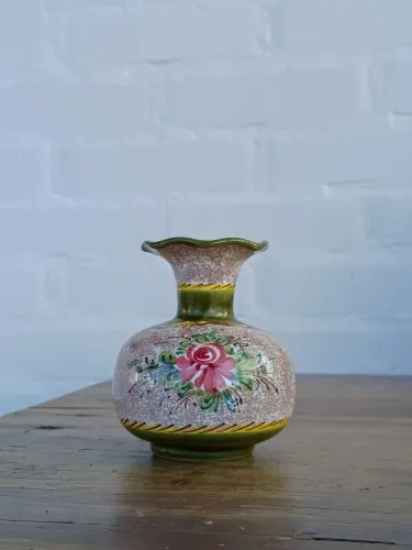 vaso em porcelana italiana floral pintado a mão antigo Antiquario arte decoração vintage