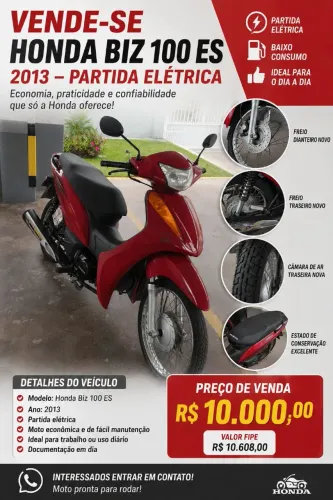 Blz 100 com partida elétrica abaixo da Fipe! 