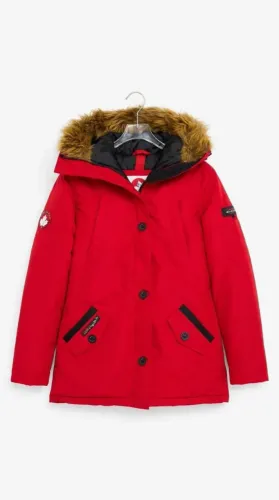 Parka Canada WeatherGear vermelha com capuz de pele Tamanho G (veste M e G)