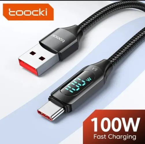 Cabo Toocki 100w Usb para Tipo C Nylon Reforçado 2 Metros