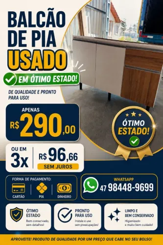 SÓ R$ 290,00, BALCÃO DE COZINHA EM ÓTIMO ESTADO.