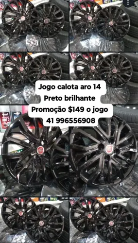 Calotas preto brilhante aro 14 e aro 15. Na promoção $149 reais as 4 calotas novas 