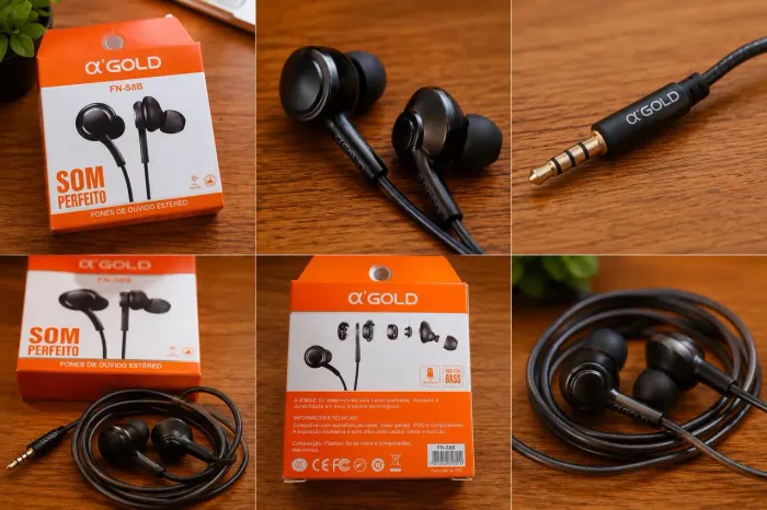 Fone de ouvido a'gold com fio ótima qualidade sonora
