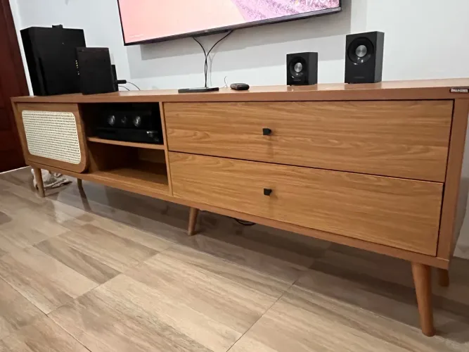 Rack MDF 220cm - Dalla Costa - 2 Gavetas e 1 Porta de Correr