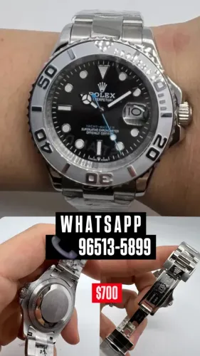 Relógio ROLEX YACHT MASTER AUTOMÁTICO MOSTRADOR PRETO
