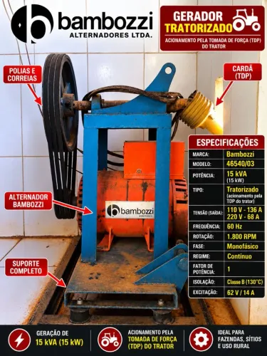 Gerador 15 Kva Tratorizado