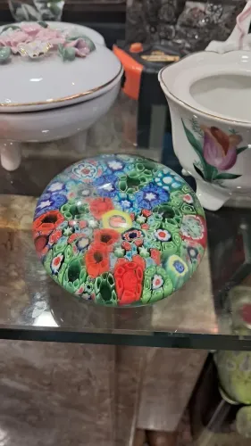 Coleção peso de papel em vidro art déco com a técnica italiana millefiori
