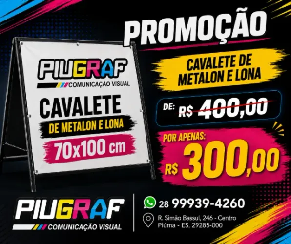 Cavalete de Metalon com Lona 70x100 cm