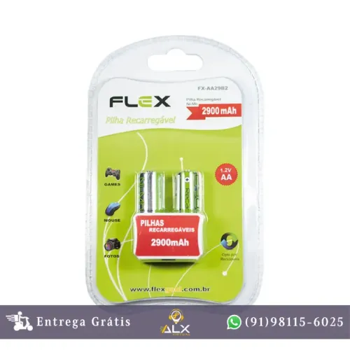 Pilha Recarregável Aa 1.2v 2900mah (c/2 Pilhas) Flex *ENTREGA GRÁTIS*