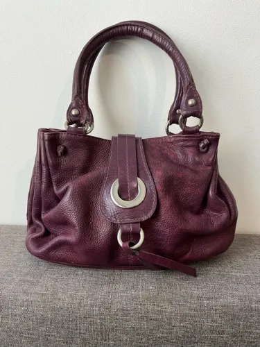 Bolsa couro vintage roxa