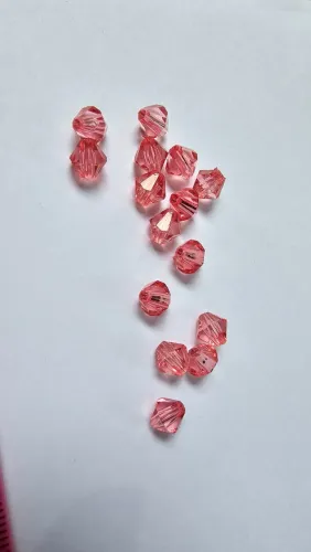 Lote Contas Acrílicas Rosa Facetadas para Bijuteria e Artesanato