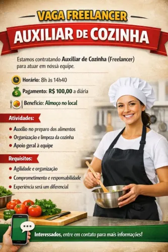 Auxiliar de cozinha Freelancer 