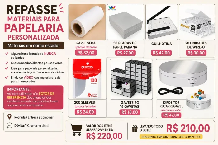 Repasse Kit Papelaria | Guilhotina + Wire-O + Papel Paraná + Materiais