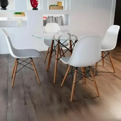 Mega oferta, agende já! Mesa Redonda DKR 90 com 4 Cadeiras DKR Pp    