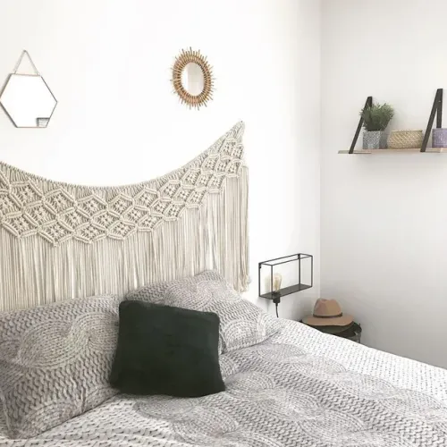 Cabeceira para cama em macramê 