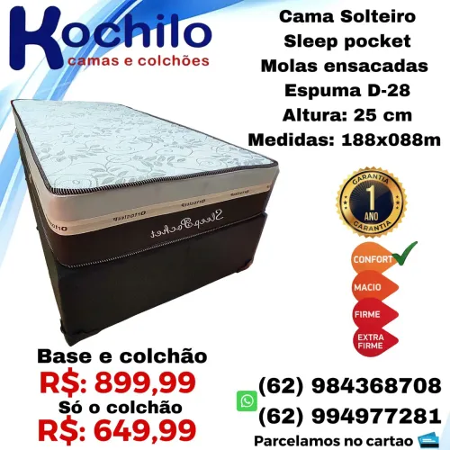 Cama Box solteiro , colchão molas ensacada