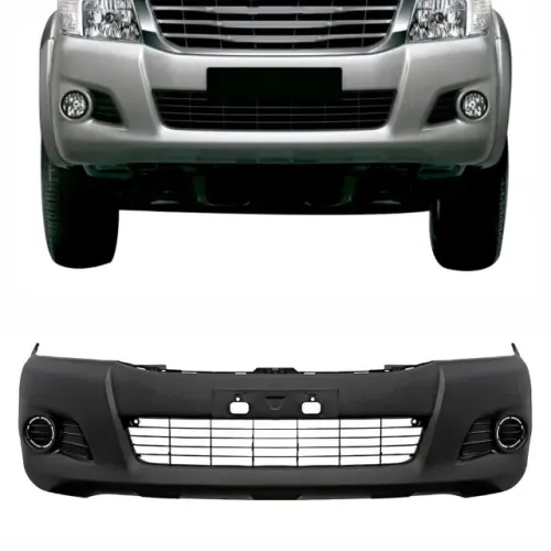 Parachoque Toyota Hilux 2012 a 2015 - CD - Furo Moldura Lateral / Grade Integrada - Preto