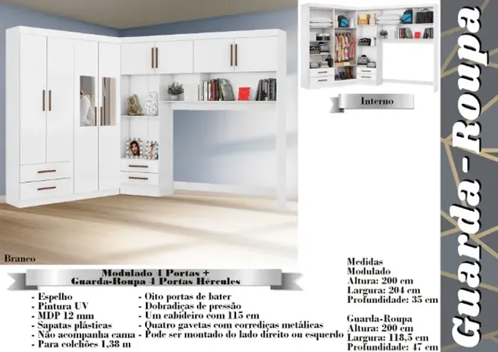 quarto armario roupeiro casal modulado 