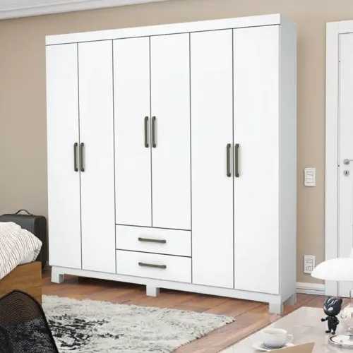 Roupeiro Áries Larg. 1.53m 6 Portas 2 Gavetas rf6226m