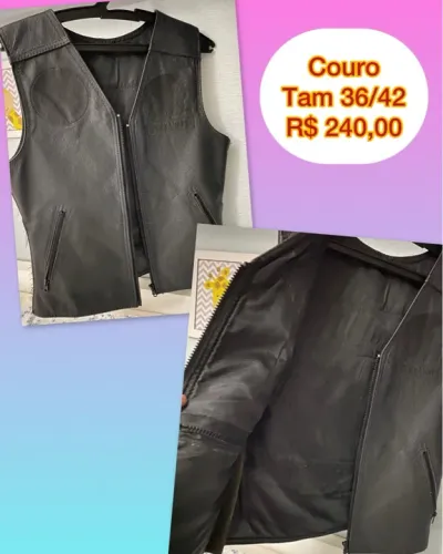 Colete de couro feminino