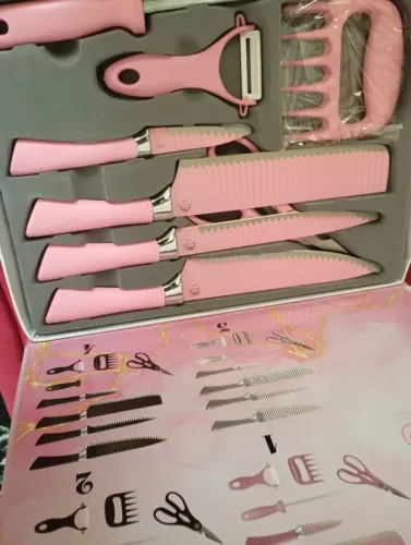 Jogo de Facas Rosa Completo para Cozinha