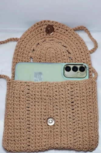 Bolsa Transversal Feminina de Crochê Artesanal Tricot