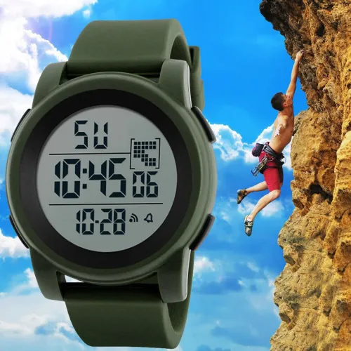 Relógio Esportivo Digital Resistente verde oliva militarà Água
