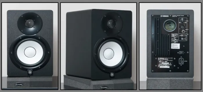 Par Monitor de áudio HS7 Yamaha na caixa