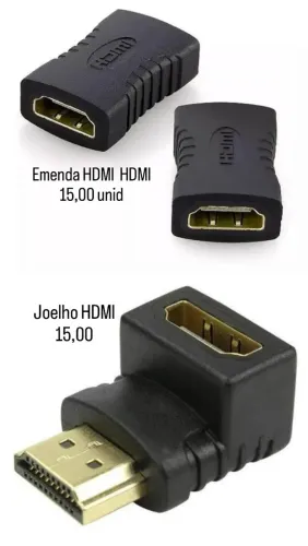 Conectores HDMI - Emenda, Joelho - Novos