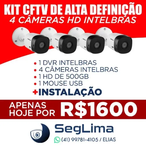 Kit 4 Câmeras Intelbras Com Instalação