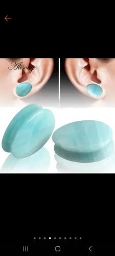 Alargador Plug de orelha de pedra natural amazonita verde 25mm R$40,00 o par