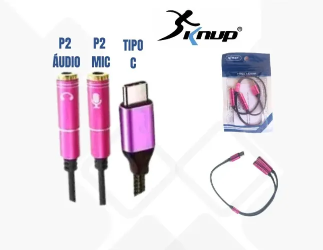 Cabo Adaptador Tipo C para Microfone e Fone Knup