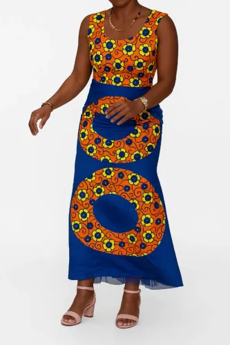 Vestido africano de festa laranja