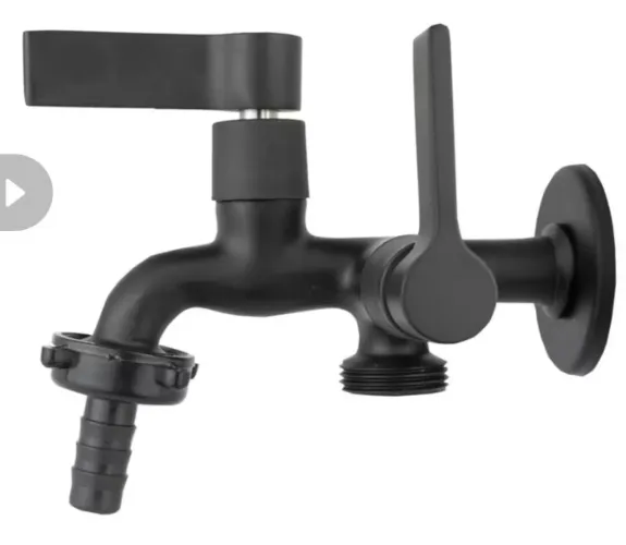 Torneira P/ Maquina de Lavar Duas Saidas Preto Fosco Luxo