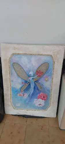 Quadro Decorativo: Libélula no Plano Astral com Flores