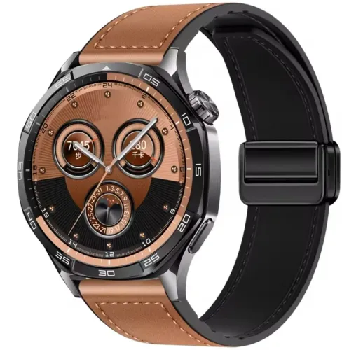 Pulseira de couro com encaixe magnético de 22mm