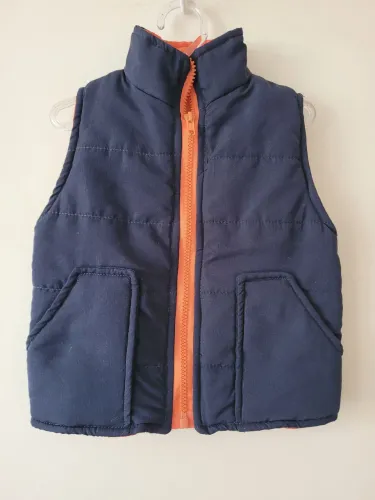 Colete Infantil Azul Marinho com Zíper Laranja- BB Básico